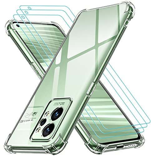 ivoler Funda para Realme GT 2 Pro/Realme GT2 Pro con 3 Piezas Cristal Templado, Carcasa Protectora Antigolpes Transparente, Suave TPU Silicona Caso Delgada Anti-Choques Case