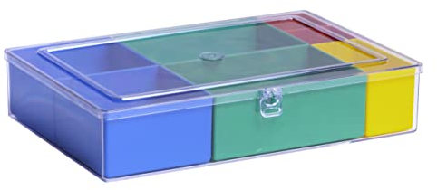 hünersdorff Sortimentskasten PS-PREMIUM mit 7 Einsatzboxen | stabile Sortierbox für Schrauben und andere Kleinteile | herausnehmbare Einsätze | 22,5 x 33,5 x 7,3 cm, Transparent, 73 mm
