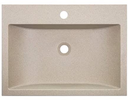 VBChome Waschbecken Granit 60 x 44 x 10 cm Beige Rechteckig Waschtisch Handwaschbecken Waschschale Gäste WC Modern Top Qualität