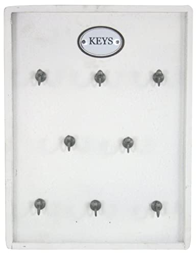 Moritz Schlüsselbrett Schlüsselkasten 27x36cm Keys 8 Haken mit Rahmen weiß Schlüsselhalter Vintage Schlüsselboard Schlüsselaufbewahrung