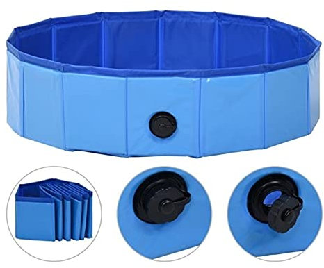 smallrun Piscina Plegable para Perros Gatos Bañera Portátil para Mascotas Plegable PVC Antideslizante y Resistente (80 * 20CM-Azul)