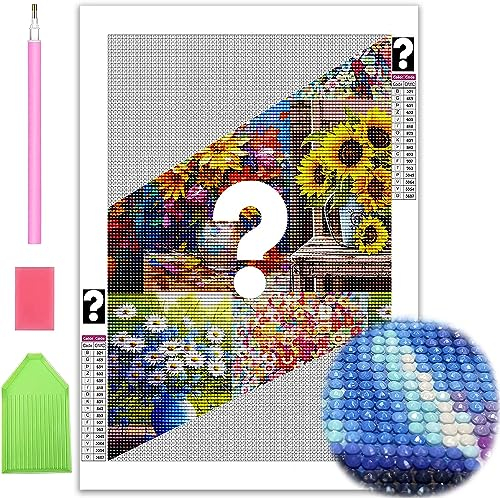 Bimkole 5D Geheimnis Blume Diamond Painting Bilder, Diamant Painting Arts Geheimnis Full Drill Strass Stickerei Handgemachte Bilder Kreuzstich Arts Craft Leinwand für Home Wall Decor 30x40 / 35x35cm