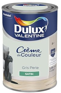 Dulux Valentine Crème de Couleur - Peinture multi-supports intérieure - Satin Gris Perle 1,25 L