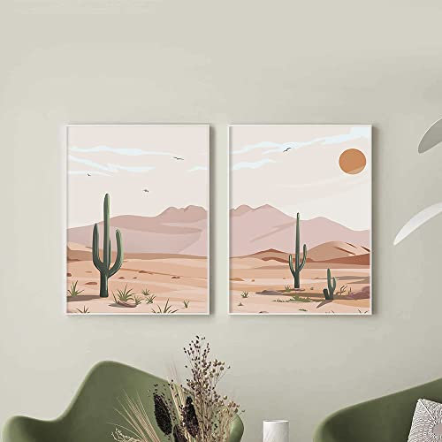 Moderne skandinavische Poster Print Kaktus Leinwand Bild Botanische Wand Bilder Kunstdruck Wüste Wand Bild Für Wohnzimmer Home Deko 50x70cmx2 Ungerahmt