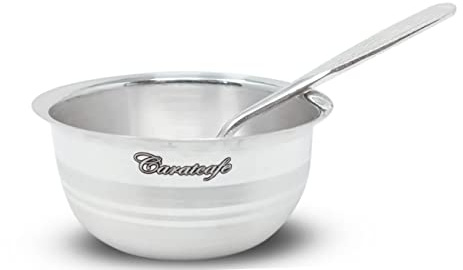 PRD CARATCAFE Pure Silver Bowl with Spoon | Small Serving Size | 32 gm Set | Gift Pack | Indian Silver Gift Item (Bowl + Spoon 32 GMS)