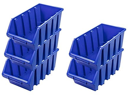 PROREGAL SuperSparSet 5x Sichtlagerbox 4 | HxBxT 15,5x20,4x34cm | Blau | Sichtlagerbehälter Sichtlagerkasten Sichtlagerkastensortiment Sortierbehälter Stapelbehälter