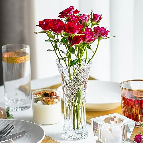Vases en Cristal Transparent pour centres de Table, Vase Moderne en Verre pour décoration, Vase à Fleurs en Spirale pour fête, Mariage, Anniversaire