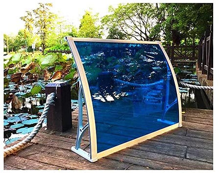 Door Canopy Window Awning, Outdoor Patio Porch Front Rain Cover, Roof Terrace Shelter UV Resist, Aluminum Alloy Bracket (Color : Green, Size : 80x100cm) (Blue 120x300cm)