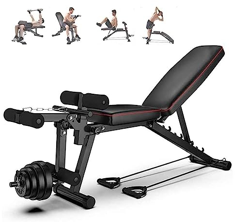 ilbcavne Hantelbank Klappbar Mit Curlbank & Beinstrecker Weight Bench for Home Workout Trainingsbank Multifunktional Fitness Bank Bauchtrainer