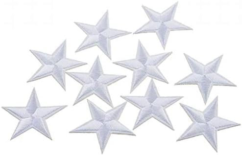 10PCS Star Patches Embroidered Stars Motif Badge Sew-on Iron-on Applique Patch for Clothing Jeans T-Shirt White