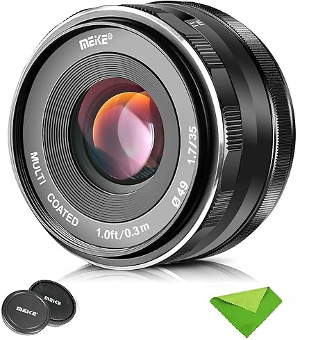 Meike 35mm F1.7 M43-Mount Objektiv mit großer Blende und manueller Fokussierung, kompatibel mit Panasonic Olympus M43-Mount GH4 GH5 GH6