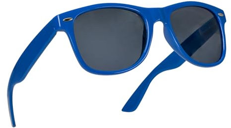 Miobo Retro Sonnenbrille, verspiegelt, Nerd-Design, Unisex, Club-Stil, UV400, L, Blau Schwarz
