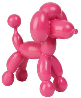 Guichifun Ballon Hund Dekor Skulpturen Wohnkultur – Niedliche Harz Rosa Pudel Hund Figuren für Regal Bücherregal TV-Ständer Moderne Dekoration Schlafzimmer Büro Dekorationen Geschenk für Tierliebhaber