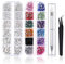 GWAWG 2800 Pezzi Strass Unghie Brillantini Unghie Strass in Cristallo per Nail Art con Pinzette Pick up e Penne di Pittura Diamante Strumento Picker Strass per Unghie Vestiti Viso Artigianato