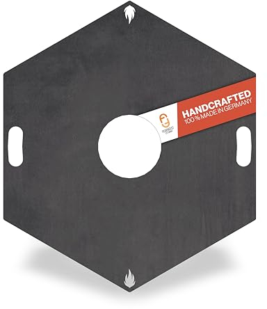 Feuerfest 123 Grillplatte eckig I Ø 98cm I Feuerplatte aus Feinkorn-Stahl I Massive Plancha-Platte mit 4mm Stärke I Grillaufsatz für Feuerschale, Feuertonne, BBQ-Grilltonne & Kugelgrill