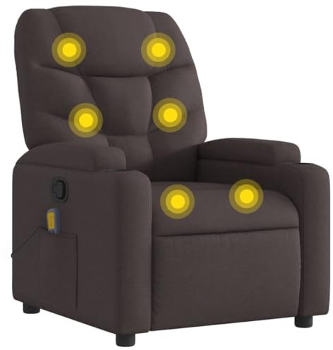 vidaXL Massagesessel, Sessel Verstellbare Rückenlehne, Fernsehsessel Relaxsessel mit Vibrationsfunktion, Liegesessel Polstersessel Ruhesessel, Dunkelbraun Stoff