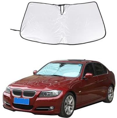 Windschutzscheibe Sonnenschirm, Auto Sonnenschutz für B-M-W 3 Serie 2007-2024 UV Strahlen Sonnenschutz Faltbar, Sonnenschutz für Sonne, Hitze, um Fahrzeug kühler zu halten (Für 3er Serie 2007-2012)