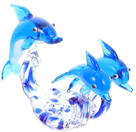 Yardenfun Delfinstatue Aus Glas Flaches Design Für Stabilität Kleine Delfin-schreibtischdekoration Hochwertiges Glas Für Langlebigkeit Kompakte Für Wenig Platzbedarf