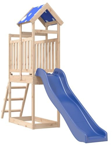 vidaXL Set da Gioco da Esterno in Legno Massello di Pino, Set da Gioco, Set da Gioco in Legno, casetta con Scivolo, playset, Set da Gioco da Giardino