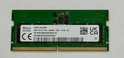 SK-Hynix Module de mémoire vive 8 Go DDR5 5600 MHz SODIMM PC5-5600B-SC0 1Rx16 1,1 V SO-DIMM 262 broches pour ordinateur portable (HMCG66AGBSA092N AA) OEM