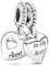 Lkwidi Charme Tante, Nichte Split Heart Charme Charms Anhänger 925 Sterling Silber Charm Pendant für Europäische Armbänder und Halsketten