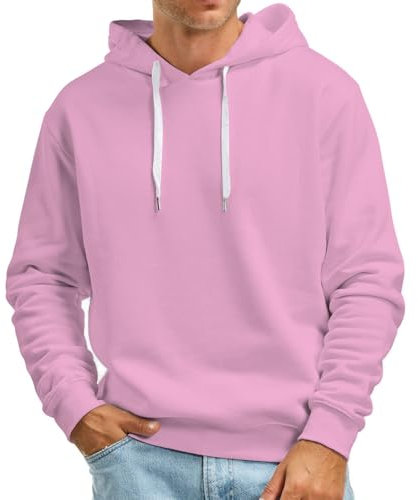Duohropke Maglione da uomo, oversize, con cappuccio, a maniche lunghe, per autunno e inverno, casual, con cappuccio, Colore: rosa., XL