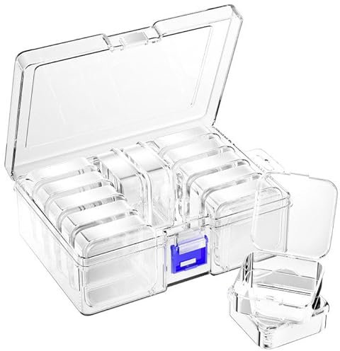 MeoZynxadril Aufbewahrungsbox, 14 Kleine Aufbewahrungsboxen, Transparente Perlen Aufbewahrungsbehälter, Perlenbox, Sotierungsboxen, für Pillen, Schmuck, Bastelartikel & Kleinteile Aufbewahrungsbox