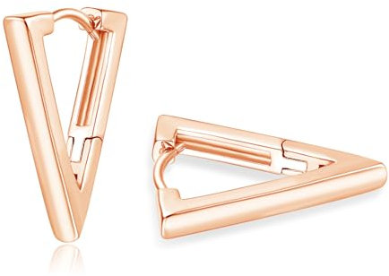 Loutade Silver Triangle Hoop Earrings, Rose Gold Triangle Hoop Earrings - Hypoallergenic, Simple Sleeper Cartilage Huggie - Jewellery for Girls