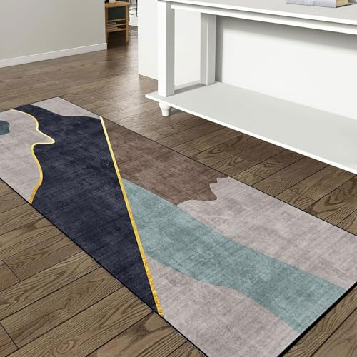 SUNLIMEI Alfombras de Cocina 95 x 360 cm Antideslizante Largo Alfombras Cocina Tejida Absorbente, Fácil de Limpiar para Comedor, Entrada, Sala de Estar, F