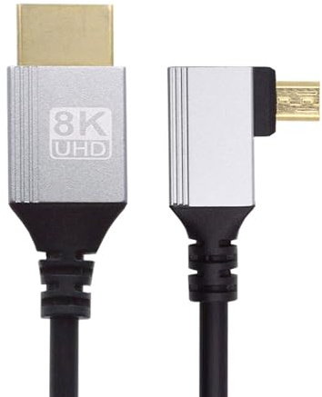 xiwai Links abgewinkeltes HDTV 90 Grad Micro HDMI 2.1 Ultradünnes Kabel 8K 4K Hyper Super Flexible Slim Cord Typ-A auf Typ-D für Kameramonitor, 0,5 m/1,5 Fuß
