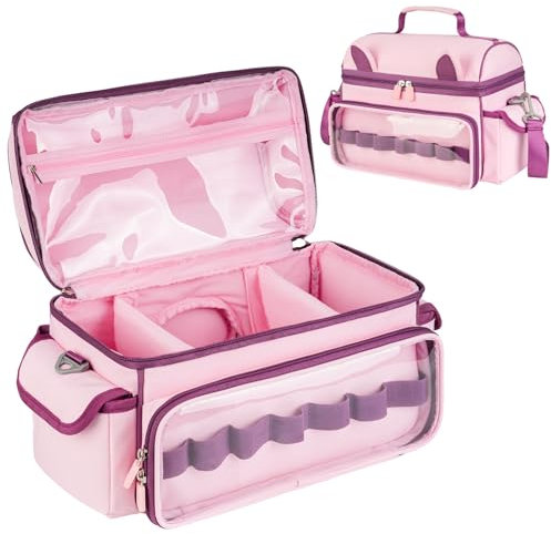 Jaffzora Étui de transport compatible avec le kit de démarrage Toniebox, joli sac de rangement pour personnages Tonies, casques et accessoires Tonies, Rose et violet.