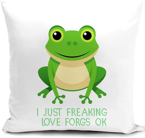 HUASHUZI Cushion Cover Frog Gifts for Women Kids Childrens Boy Decorations Throw Pillow Case Decor Home for Livingroom Couch Sofa 18x18(45x45cm)