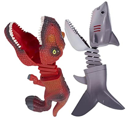 Vaguelly 2 Stücke Cartoon Tier Streich Mini Manipulator Tier Clip Dinosaurier Shark Streich