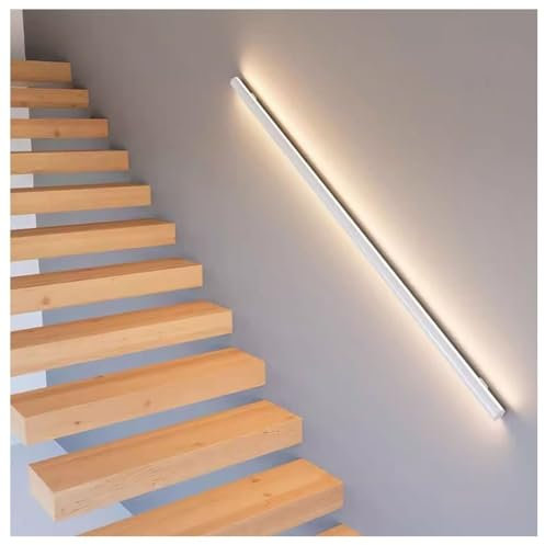 Pasamanos de Aluminio con luz LED para escaleras, montado en la Pared, para Entrada, Pasillo de Villa (Blanco, Derecho, 1 m)