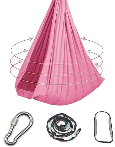 Balançoire sensorielle, balançoire hamac en Tissu Nylon for Une Utilisation intérieure et extérieure, capacité de Poids de 150 LB, adaptée aux Enfants(Pink)