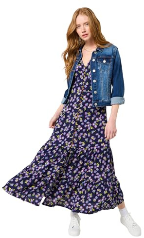 Joe Browns Women's Dark Vintage Floral Puff Sleeve V-Neck Midi Dress, Regular, Navy, UK 16