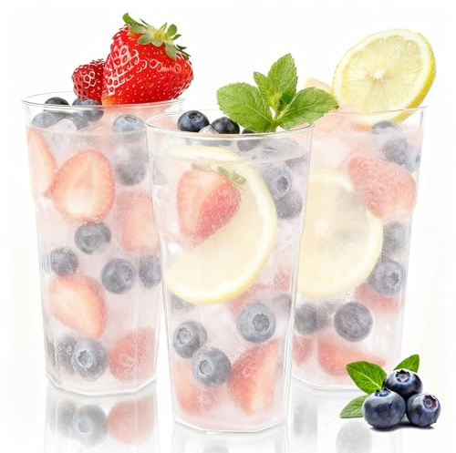Klerbesh Vasos Reutilizables 500ml, 50 Unidades Vasos de Plástico Irrompibles y Reutilizables, Ideal para Fiestas, Cumpleaños, Bodas, Jardín, Oficina, Picnic (50 esmerilados)
