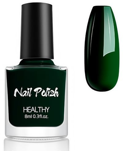 Green Nail Polish - Quick-Drying Nail Varnish, Dark Green Nail Polish, Matte Long Lasting Breathable No UV Needed Deep Goth Makeup, Halloween Nail Art Manicure for Women