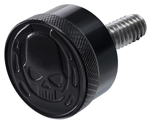 Fenrir Kit Bullone Vite Antifurto per Sella Moto in Nero Acciaio Inox 304 Motivo Teschio e Ferro di Cavallo Compatibile con Harley Davidson 1997-Oggi Sportster XG XL Softail Dyna Touring