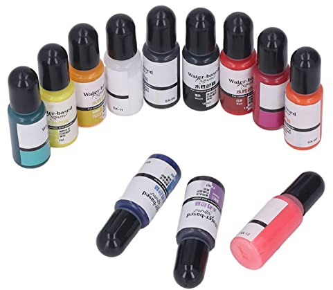 Pigmento de Resina Epoxi, 12 Colores en Caja, Tinte para Cemento y Yeso, Color Saturado y Brillo Uniforme - Fácil Aplicación, Seguro y Sin Derrames, Ideal para Manualidades DIY