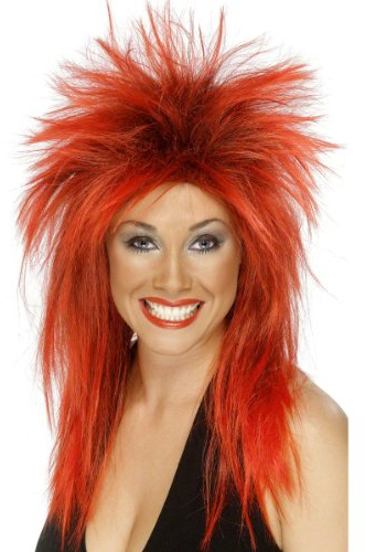 Rote Perücke Tina Turner Rockstar Party rot Tinaperücke Rockerin