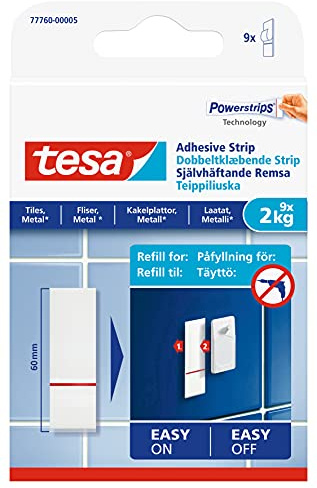 tesa UK 77760-00005-00 Klebestreifen für Fliesen und Metalloberflächen, transparent, 2 kg pro