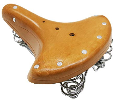 TentHome Federsattel Vintage Classic Fahrradsattel Fahrradsitz Stahlgestell Schraubenfeder Niete (Hellbraun)