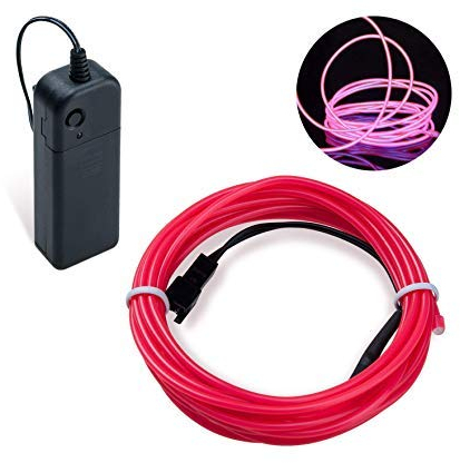 COVVY Wasserdicht Flexibel 3M 9 FT Neon Beleuchtung Lichtschlauch Leuchtschnur EL Kabel Wire mit 3 Modis für Disco Party Kinder Halloween Kostüm Kleidung Weihnachtsfeiern (Rosa, 5M)