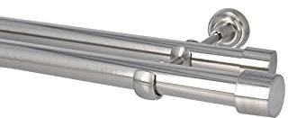 Sento 25/25mm Gardinenstange Vorhangstange 2-läufig Wandmontage Edelstahl Optik 160 cm Albana