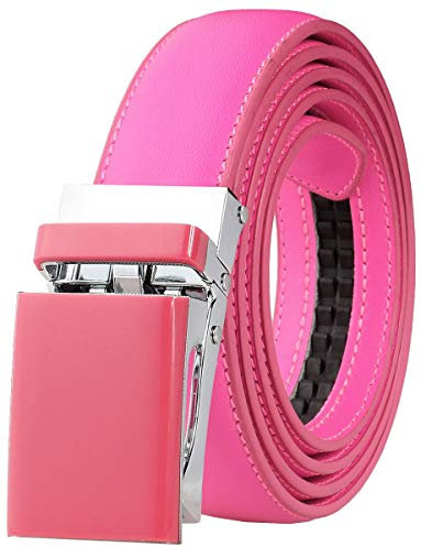 Falari Ceinture en cuir avec boucle à cliquet automatique pour femmes, garçons et filles, 2,5 cm de large, rose vif, M (34)