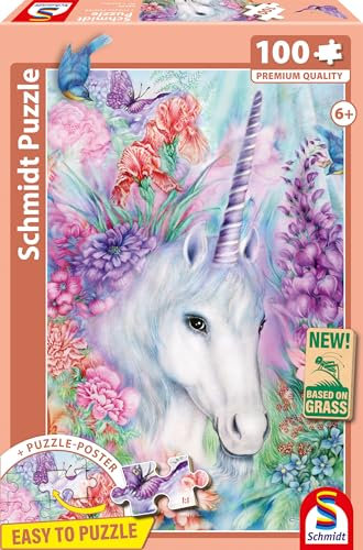 Schmidt Spiele 56530 Sanfte Einhornschönheit, 100 Teile Kinderpuzzle aus Graspappe