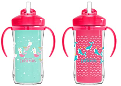 Dr. Brown’s Milestones Insulated Sippy Cup with Straw and Handles - Pink - 10oz - 2-Pack - 12m+