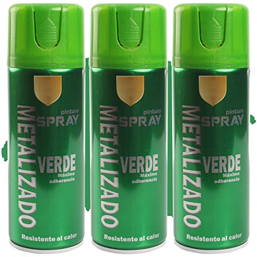 H HANSEL HOME Pintura Spray Verde Metalizado 400 Ml - Pack de 3 Unidades