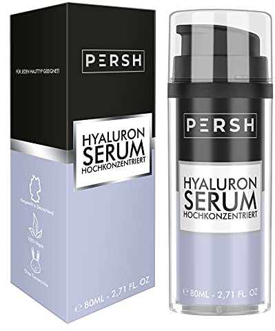 PERSH Hyaluron Serum 80ml - Sofort-Lifting-Effekt für straffe, jugendliche Haut | Feuchtigkeits-Boost mit hochkonzentrierter Formel | Reduziert feine Linien | 100% Vegan